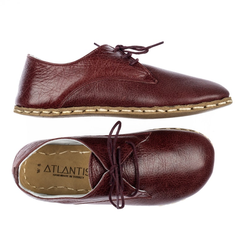 Womens Oxford Shoes, Barefoot Burgundy Shoes, Zero Drop Shoes, Women Moccasins, Turkish Shoes, Wide Toe Box Slip-Ons, All Natural Loafers image 3