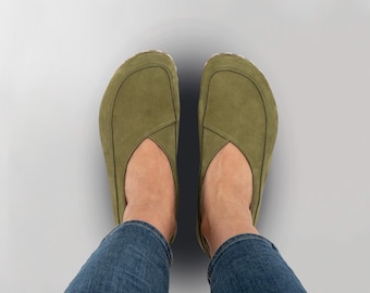 Women Earthing Barefoot Shoes, Minimalist Women Grounding Shoes, Barefoot Olive Green Cross Ballet Shoes, Barefoot Shoes For Women, Gifts