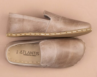 Sustainable Mens Barefoot Shoes, Tan Wide Toe Box Flats, Handmade Turkish Slip On Shoes, All Natural Minimalist Shoes