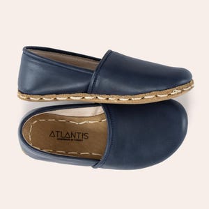 Buty dziecięce Barefoot, skórzane buty dla maluchów, niebieskie mokasyny dla dzieci, uziemiające buty dla dzieci, uziemiające buty dla dzieci, ręcznie robione buty dla dzieci