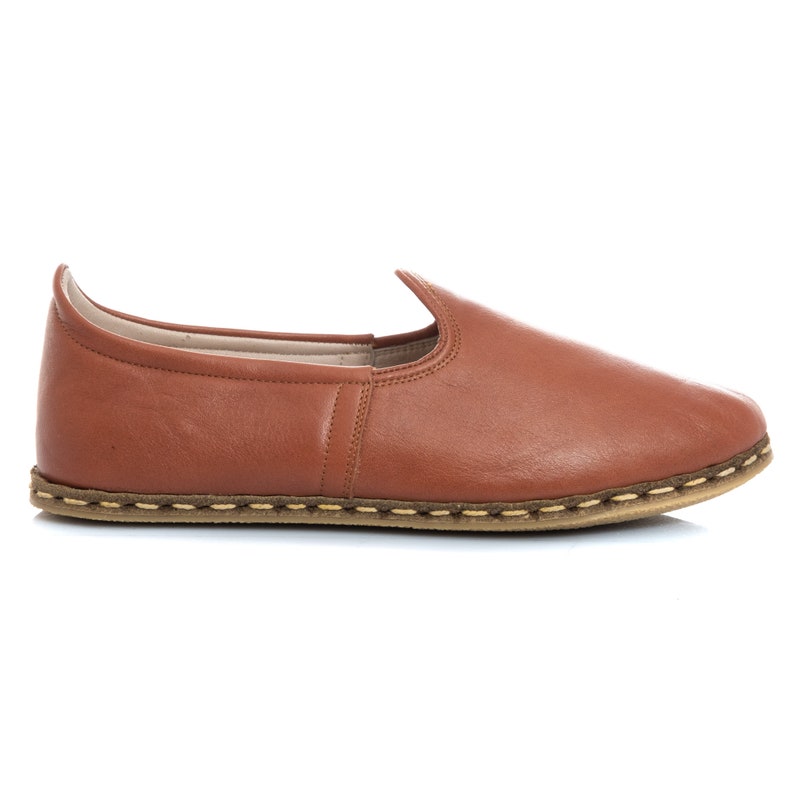 Valentines Day Gift Handmade Leather Loafers Men\u2019s Tan Color Leather Slip Ons Gift for Him Turkish Yemeni Shoes Flat Men Shoes