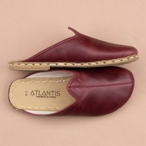 Mens Barefoot Red Slippers, Mens Wide Slippers, Zero Drop Leather Slippers, Sustainable Natural Flats, Mens Barefoot Shoes