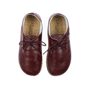 Oxford Barefoot Shoes, Burgundy Leather Handmade Men SPORT Yemeni Shoes, Natural, Colorful, Turkish Slip-Ons, Mens Wide Toe Box Shoes