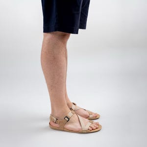 Men Barefoot Sandals, Sand Color, Strap Sandals, Wide Toe Box, Earthing, Grounding, Vegan, Handmade
