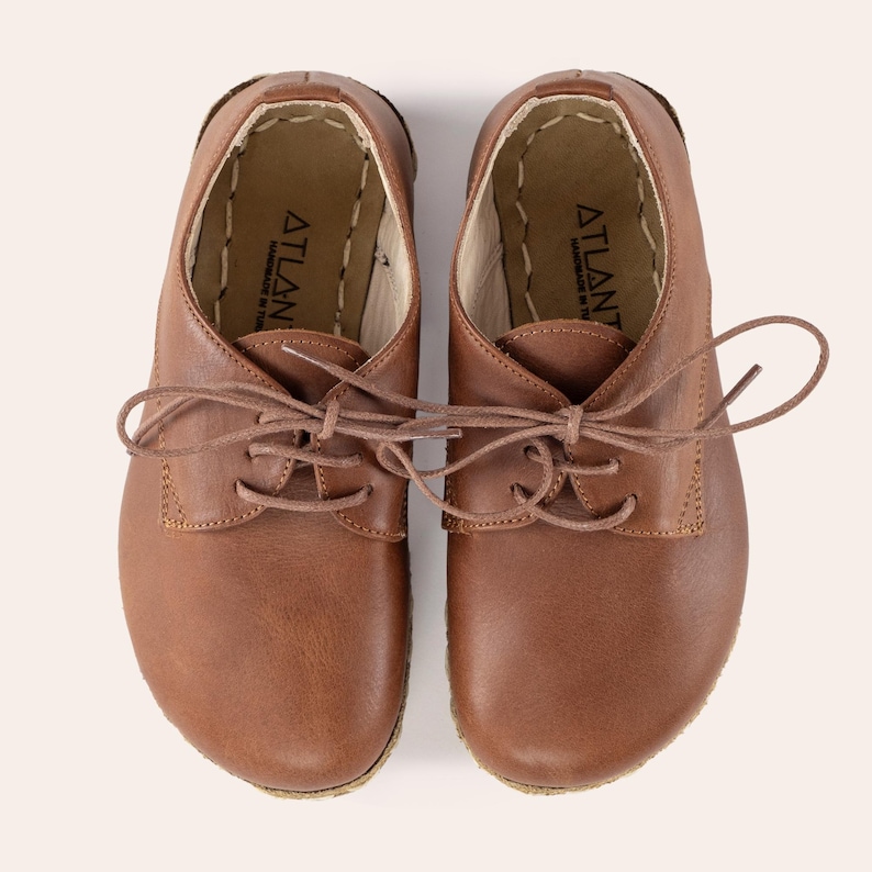 Barefoot Kids Shoes, Leather Toddler Shoes, Kids Brown Oxford Shoes, Grounding Kids Shoes, Earthing Kids Shoes, Handmade Kids Shoes image 1