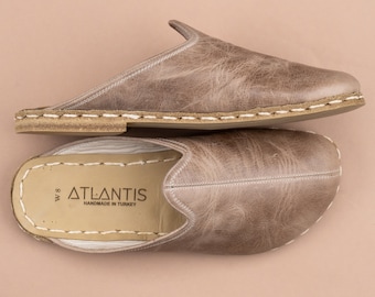 Mens Barefoot Tan Slippers, Mens Wide Slippers, Zero Drop Leather Slippers, Sustainable Natural Flats, Mens Barefoot Shoes