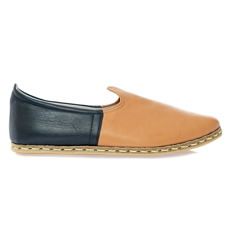 Handmade Black and Brown Leather Turkish Yemeni Flat Women Shoes with Two Colors Slip Ons Loafers Travel Shoes Summer Shoes Labor Day Sales