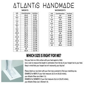 May include: A size chart for shoes with measurements in US sizes, centimeters, and inches. The chart is divided into two sections: Men's and Women's. The chart includes instructions on how to measure your foot size and find your matching shoe size. The text "Which size is right for me?" is at the top of the chart.