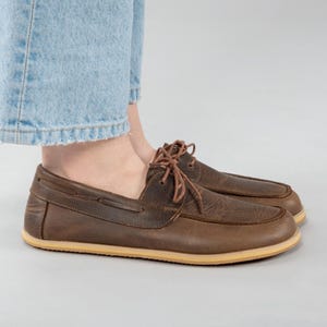 Mens Boat Shoes, Mens Barefoot Shoes, Coffee Brown Handmade Shoes, Leather Grounding Shoes, Earthing Mens Flat Shoes, Minimalist Shoes
