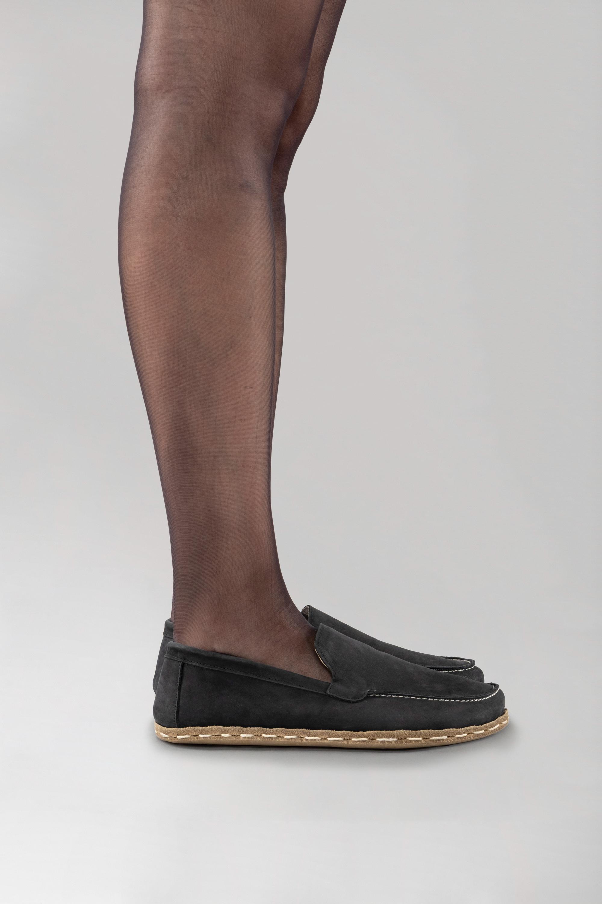 Mens Moccasin Shoes, Mens Barefoot Shoes, Black Nubuck 