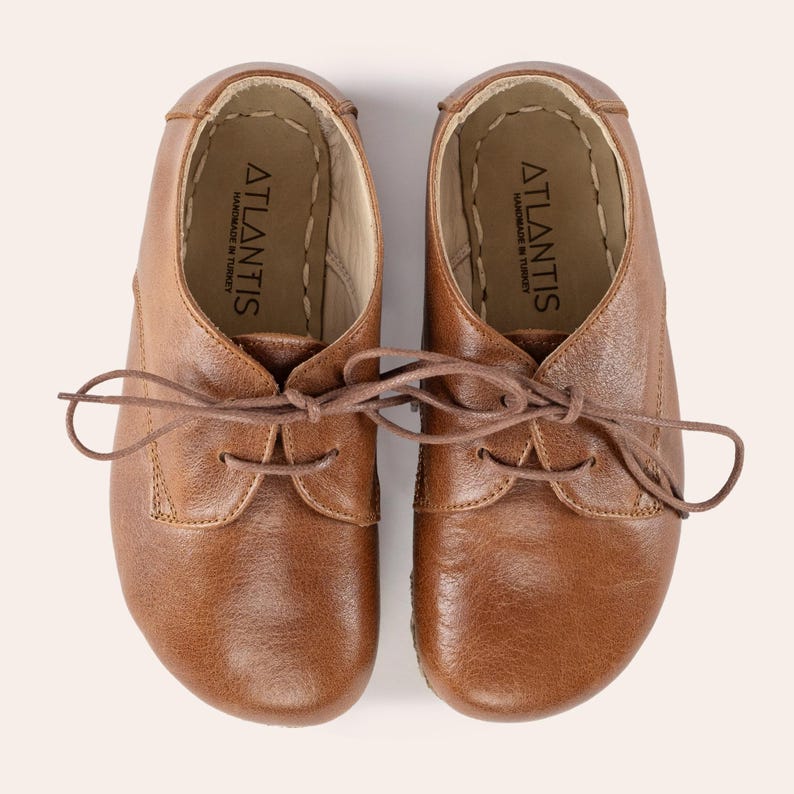 Barefoot Kids Shoes, Leather Toddler Shoes, Kids Brown Oxford Shoes, Grounding Kids Shoes, Earthing Kids Shoes, Handmade Kids Shoes image 1
