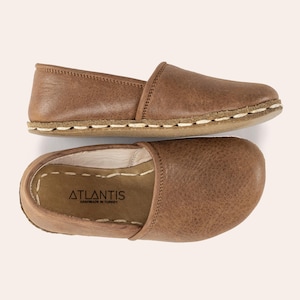 Buty dziecięce Barefoot, skórzane buty dla maluchów, brązowe mokasyny dziecięce, uziemiające buty dziecięce, uziemiające buty dziecięce, ręcznie robione buty dziecięce