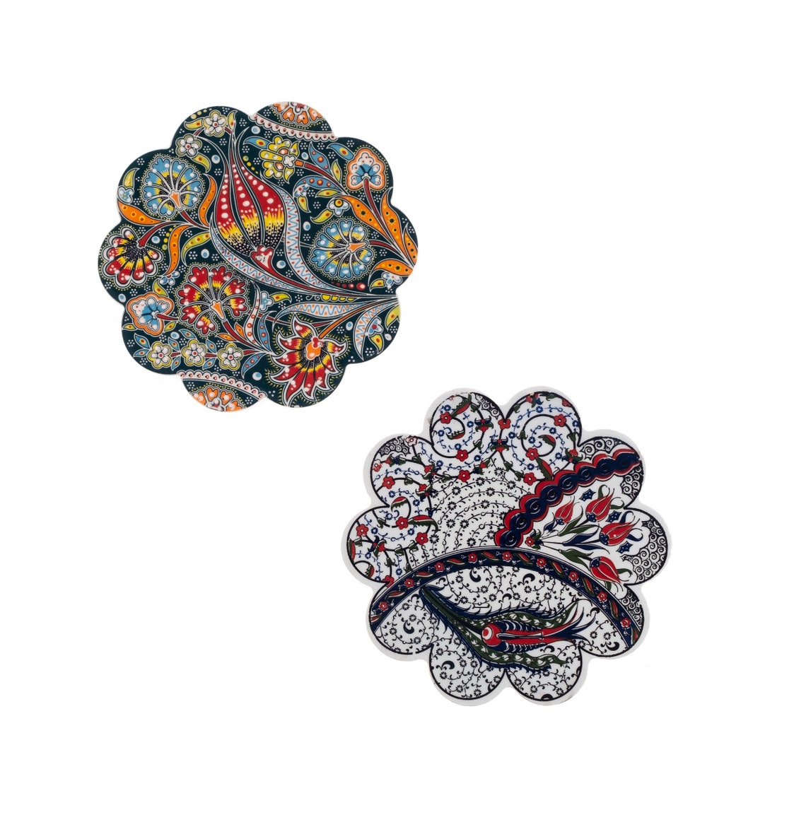 Set von 2 türkische Keramik Untersetzer 7 handgemachte | Etsy