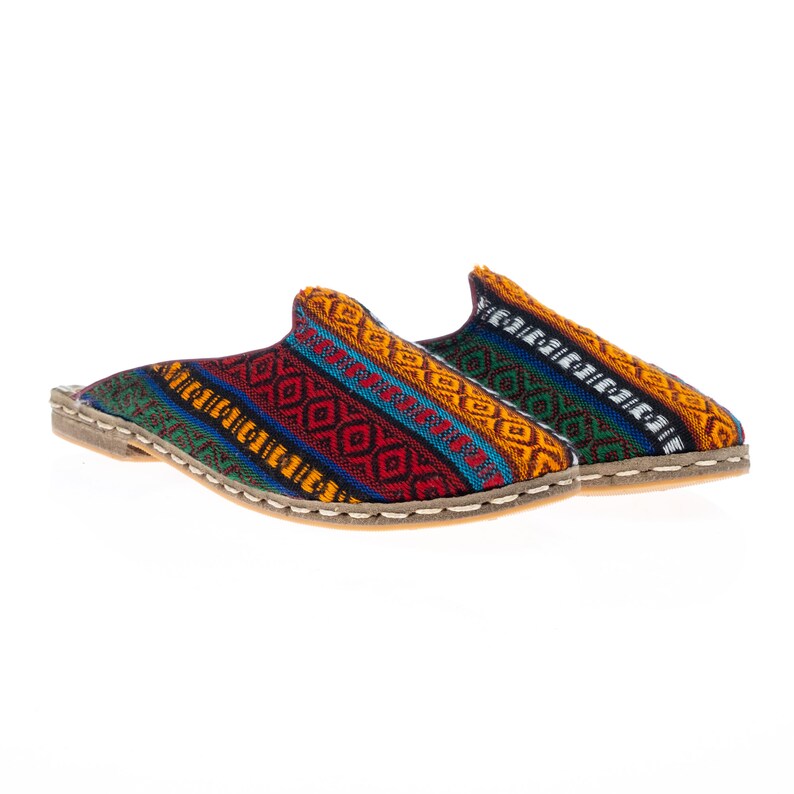 Mens Green Kilim Slippers, Flat Slippers, Winter Slippers, Turkish Slippers, Handmade Slippers, Gift for Him, Christmas Gift from Turkey bild 7