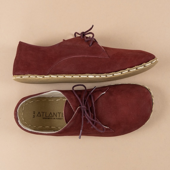 Womens Oxford Shoes, Barefoot Burgundy Shoes, Zero Drop Shoes, Womens Moccasins, Turkish Shoes, Wide Toe Box Slip-Ons, All Natural Loafers