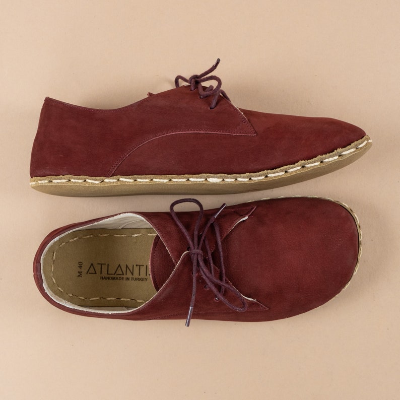 Womens Oxford Shoes, Barefoot Burgundy Shoes, Zero Drop Shoes, Womens Moccasins, Turkish Shoes, Wide Toe Box Slip-Ons, All Natural Loafers image 1