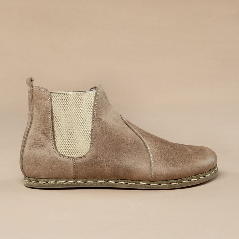 Sustainable Mens Barefoot Chelsea Boots, Tan Wide Toe Box Boots, Handmade Winter Boots, All Natural Boots, Zero Drop Boots image 1