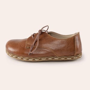 Barefoot Kids Shoes, Leather Toddler Shoes, Kids Brown Oxford Shoes, Grounding Kids Shoes, Earthing Kids Shoes, Handmade Kids Shoes image 3