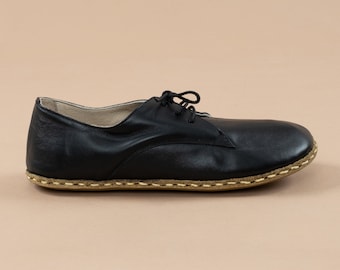 Womens Oxford Shoes, Barefoot Black Shoes, Zero Drop Shoes, Womens Moccasins, Turkish Shoes, Wide Toe Box Slip-Ons, All Natural Loafers