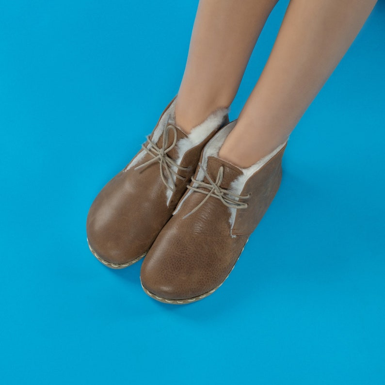 Women Oxford Ankle Barefoot Boots With Fur Wide Toe Box Boot Etsy