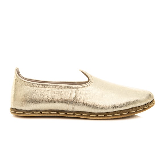 womens gold slip on shoes