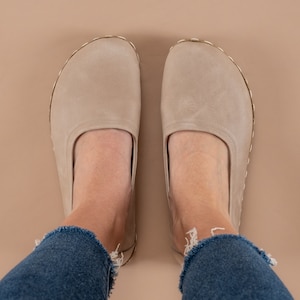 Erdungsschuhe für Frauen, minimalistische Erdungsschuhe für Frauen, Barfuß-Ballettschuhe in Tan, Barfuß-Flachschuhe für Frauen, breite Flachschuhe Bild 2