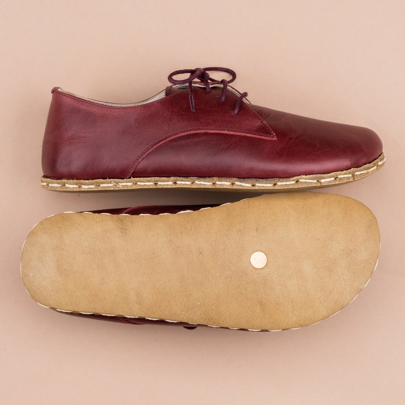 Womens Red Oxford Shoes, Barefoot Minimalist Shoes, Handmade Leather ...