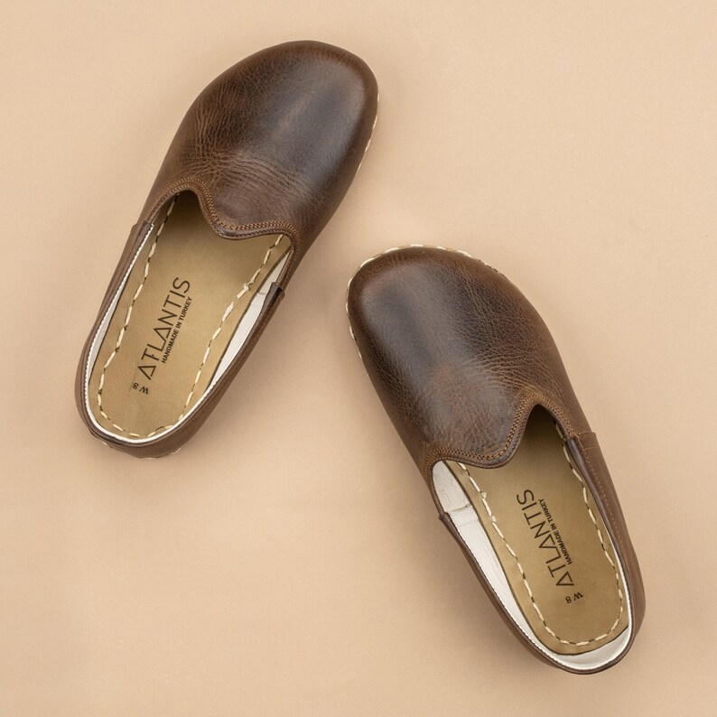 Womens Coffee Barefoot Shoes, Zero Drop Minimalist Shoes, Wide Toe Box Shoes, Handmade Turkish Slip On Shoes, Sustainable Natural Flats zdjęcie 8