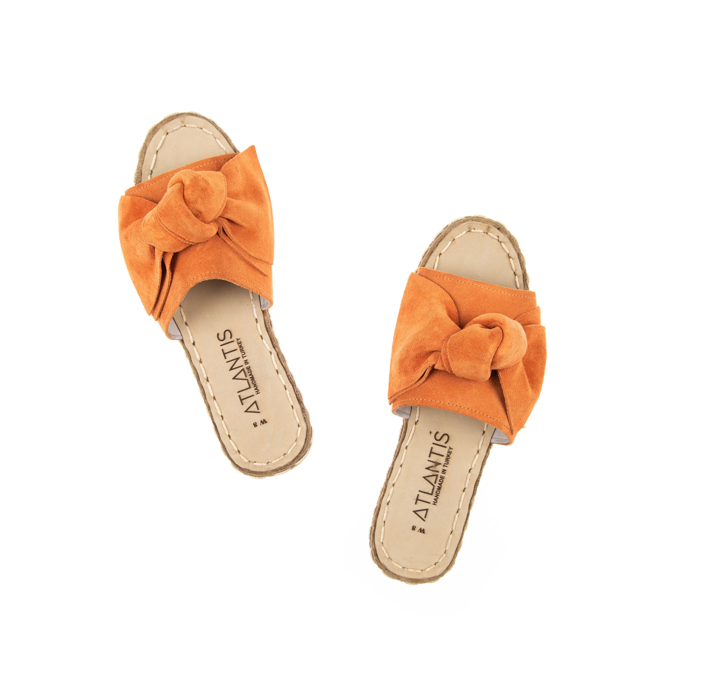 Indefinitely Caslon Orange Leather Bow Toe Slip On Sandal Mule shaunyk.com