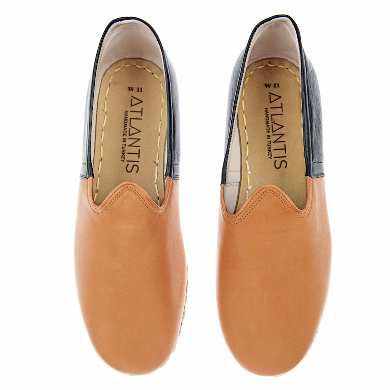 Handmade Black and Brown Leather Turkish Yemeni Flat Women Shoes with Two Colors Slip Ons Loafers Travel Shoes Summer Shoes Labor Day Sales