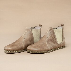 Sustainable Mens Barefoot Chelsea Boots, Tan Wide Toe Box Boots, Handmade Winter Boots, All Natural Boots, Zero Drop Boots image 2