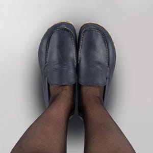 Mens Moccasin Shoes, Mens Barefoot Shoes, Blue Handmade Shoes, Leather Grounding Shoes, Earthing Mens Flat Shoes, Minimalist Shoes