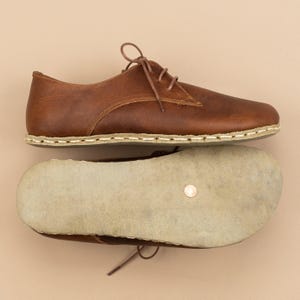 Mens Oxford Shoes, Brown Leather Wide Toe Box Barefoot Oxfords, Zero Drop image 4