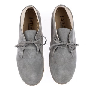 Womens Grey Leather Turkish Lace Up Shoes, Girl’s Flat Heel Shoe Turkey, Classic Womens Everyday Shoe, Christmas Gift From Turkey image 3