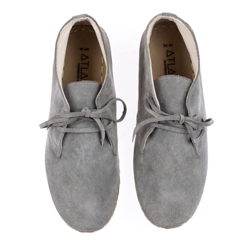 Womens Grey Leather Turkish Lace Up Shoes, Girl’s Flat Heel Shoe Turkey, Classic Womens Everyday Shoe, Christmas Gift From Turkey image 3