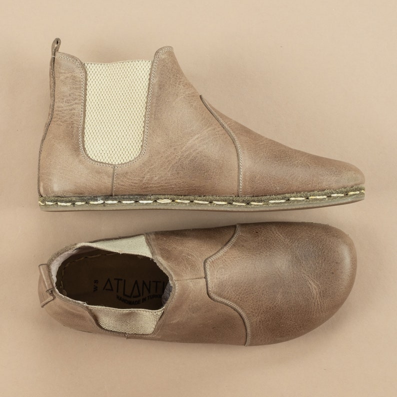 Sustainable Mens Barefoot Chelsea Boots, Tan Wide Toe Box Boots, Handmade Winter Boots, All Natural Boots, Zero Drop Boots image 3