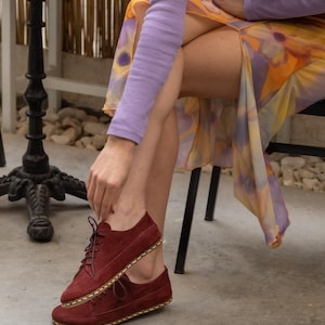 Womens Barefoot Sneakers, Wide Toe Box Sneakers, Burgundy Handmade Turkish Sneakers, All Natural Sneakers, Zero Drop Sustainable Sneakers