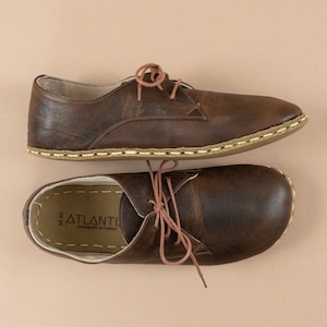 Womens Oxford Shoes, Barefoot Dark Brown Shoes, Barefoot Shoes, Turkish Shoes, Wide Toe Box Handmade Shoes, All Natural Minimalist Shoes image 1