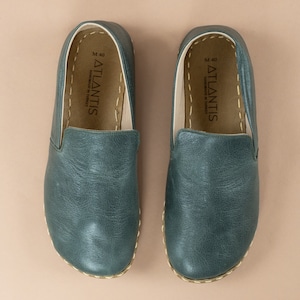 Barefoot Shoes, Mens Wide Toe Box Comfy Shoes, Green Color Handmade Turkish Slip On Shoes, All Natural Mens Wider Shoes, Fathers Day Gift