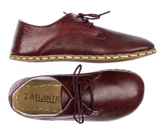 burgundy color women's dress shoes Burgundy Modern Shooties Comfort Lace Up Chunky Leather Mid Heel Oxford Shoes Patent Leather Block Heel Dress Shoes