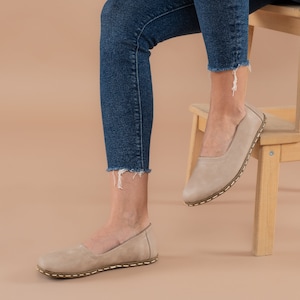 Erdungsschuhe für Frauen, minimalistische Erdungsschuhe für Frauen, Barfuß-Ballettschuhe in Tan, Barfuß-Flachschuhe für Frauen, breite Flachschuhe Bild 3