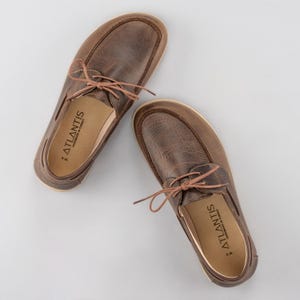 Mens Boat Shoes, Mens Barefoot Shoes, Dark Brown Handmade Shoes, Leather Grounding Shoes, Earthing Mens Flat Shoes, Minimalist Shoes
