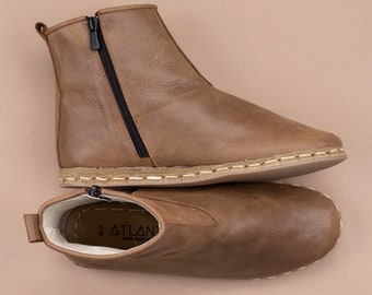 Mens Turkish Zaragoza Tan Color Leather Winter Boots, Travel Boots, Turkish Boots, Atlantis Handmade Boots, Gift for Him, Christmas Gift