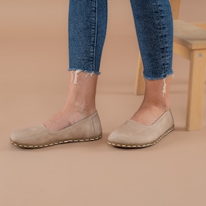 Erdungsschuhe für Frauen, minimalistische Erdungsschuhe für Frauen, Barfuß-Ballettschuhe in Tan, Barfuß-Flachschuhe für Frauen, breite Flachschuhe Bild 4