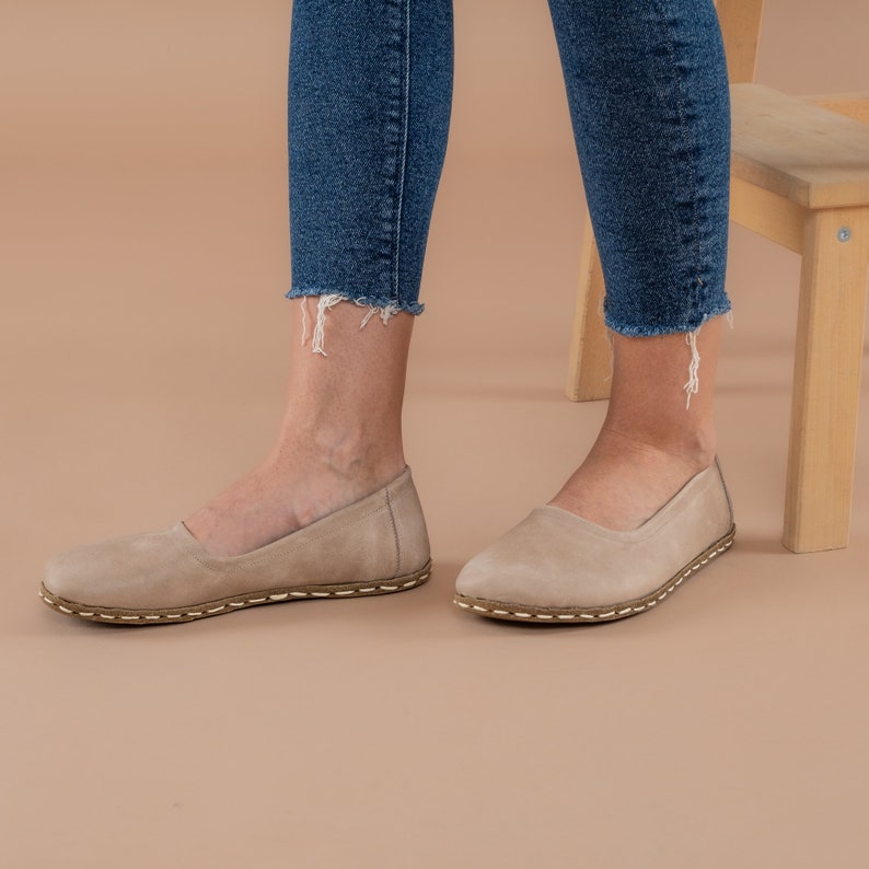 Erdungsschuhe für Frauen, minimalistische Erdungsschuhe für Frauen, Barfuß-Ballettschuhe in Tan, Barfuß-Flachschuhe für Frauen, breite Flachschuhe Bild 4