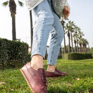 Womens Barefoot Sneakers, Wide Toe Box Sneakers, Red Color Handmade Turkish Sneakers, All Natural Sneakers, Zero Drop Sustainable Sneakers
