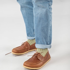 Mens Boat Shoes, Mens Barefoot Shoes, Brown Handmade Shoes, Leather Grounding Shoes, Earthing Mens Flat Shoes, Minimalist Shoes