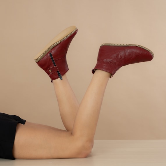 Womens Turkish Boots Burgundy Color Leather Winter Boots Travel Boots Turkish Boots Handmade Boots Gift for Her Christmas Gift Etsy