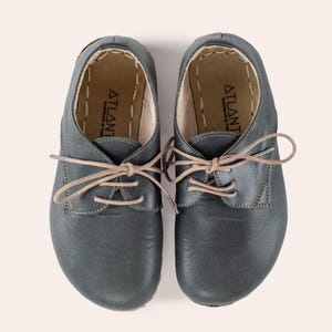 Buty dziecięce Barefoot, skórzane buty dla maluchów, zielone buty Oxford dla dzieci, uziemiające buty dla dzieci, uziemiające buty dla dzieci, ręcznie robione buty dla dzieci