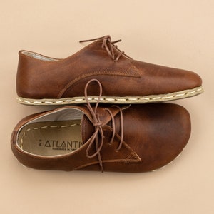 Mens Brown Oxfords, Leather Barefoot Oxfords, Wide Toe Box